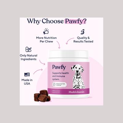 Show full view: Pawfy Multivitamin Peanut Butter Flavor Supplement for Dogs, 60 count slide 6 of 8