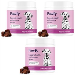 Pawfy Multivitamin Peanut Butter Flavor Supplement for Dogs, 90 count bundle