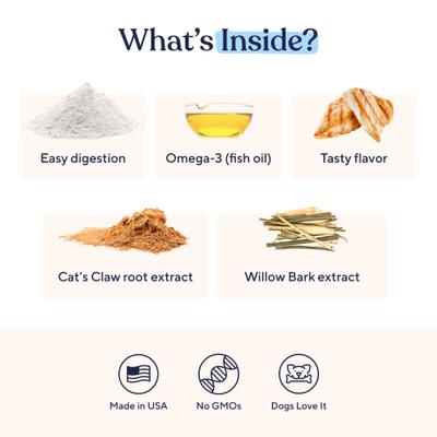 Show full view: Pawfy Pain Management Bacon Flavor Chews + Hip & Joint Chicken Flavor Dog Supplement slide 5 of 9