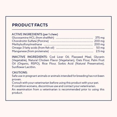 Show full view: Pawfy Pain Management Bacon Flavor Chews + Hip & Joint Chicken Flavor Dog Supplement slide 7 of 9