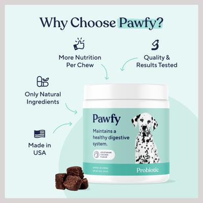 Show full view: Pawfy Probiotic Chicken Flavor Chews Dog Supplement, 60 count slide 6 of 8