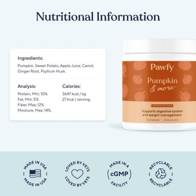 Show full view: Pawfy Pumpkin Powder & More Natural Dog Food Topper, 8-oz slide 5 of 7