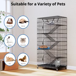 Pawgiant 6-Tier Cage Playpen, Indoor/Outdoor Enclosure with 3 Doors, Hammock, Metal Modern Cat House, black, 36.0 x 22.0 x 72.0-in slide 2 of 8