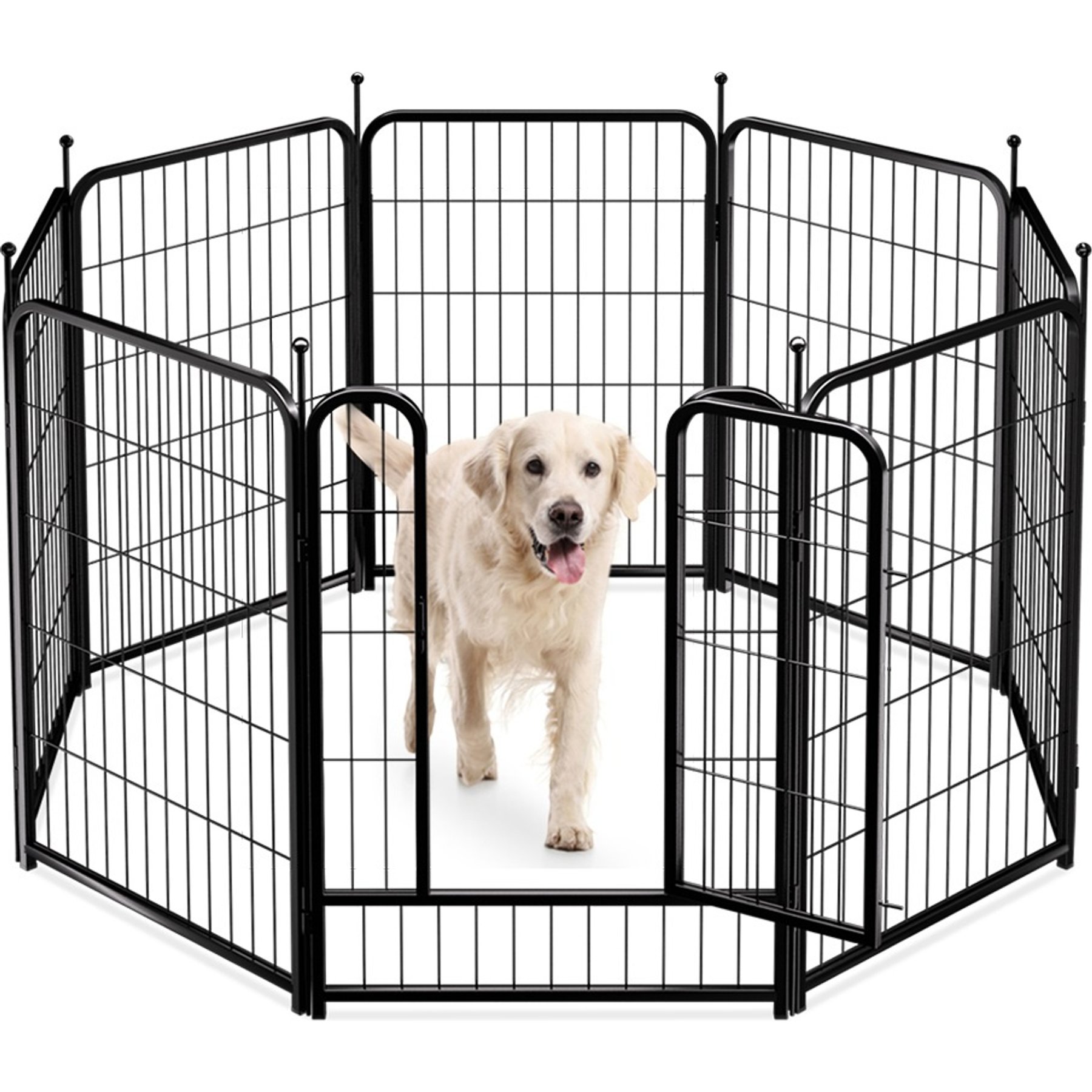 Pawgiant 8-Panel Door Foldable Heavy duty Metal Dog Exercise Pen, Black, 40-in