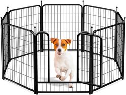 Pawgiant 8-Panel Indoor/Outdoor Cage Heavy Duty Metal Dog Exercise Pen, Black, 32-in