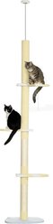 PawHut 103-in Adjustable Height Plush Floor-to-Ceiling Cat Tree, Yellow