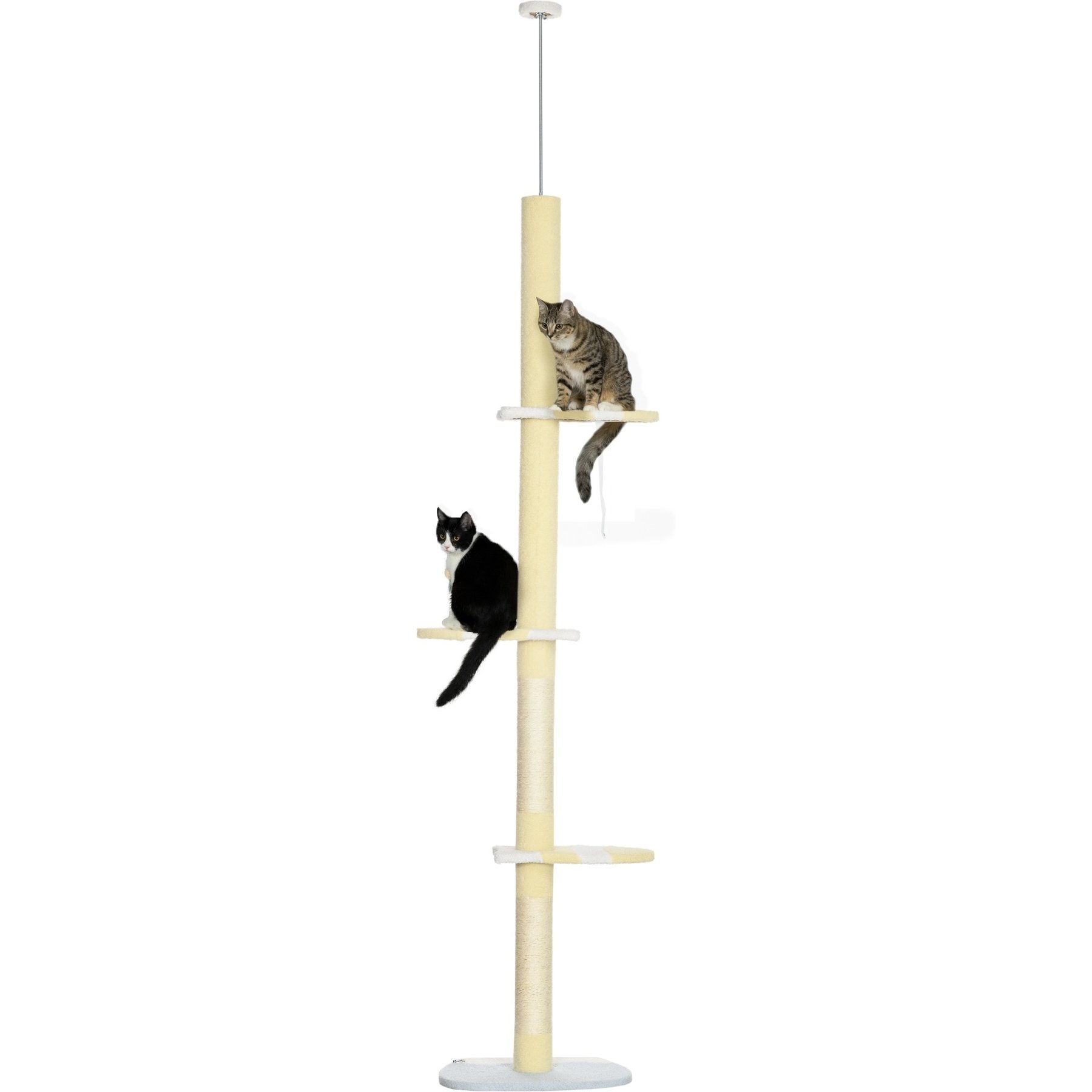 PawHut 103-in Adjustable Height Plush Floor-to-Ceiling Cat Tree, Yellow