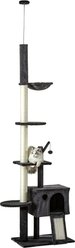 PawHut 106-in Activity Center with Scratching Post & Hanging Ball Cat Tree, Dark Grey slide 2 of 7