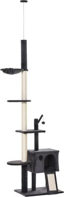 Show full view: PawHut 106-in Activity Center with Scratching Post & Hanging Ball Cat Tree, Dark Grey slide 7 of 7