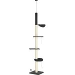 PawHut 89 to 104-in Adjustable Height Plush Floor-to-Ceiling Cat Tree & Condo, Brown