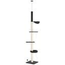 PawHut 106-in Floor-to-Ceiling Adjustable Sisal Cat Tree, Black & Cream