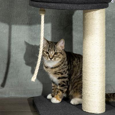 Show full view: PawHut 106-in Floor-to-Ceiling Adjustable Sisal Cat Tree, Black & Cream slide 9 of 9