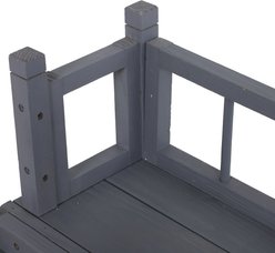 PawHut 2-Level Outdoor Wooden Cat House with Lockable Wire Door & Balcony, Grey, 28.75 x 20.5 x 25.75-in slide 2 of 9