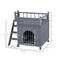 Show in main carousel: PawHut 2-Level Outdoor Wooden Cat House with Lockable Wire Door & Balcony, Grey, 28.75 x 20.5 x 25.75-in slide 3 of 9