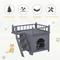 Show in main carousel: PawHut 2-Level Outdoor Wooden Cat House with Lockable Wire Door & Balcony, Grey, 28.75 x 20.5 x 25.75-in slide 5 of 9