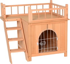 PawHut 2-Level Wooden Cat House, Natural