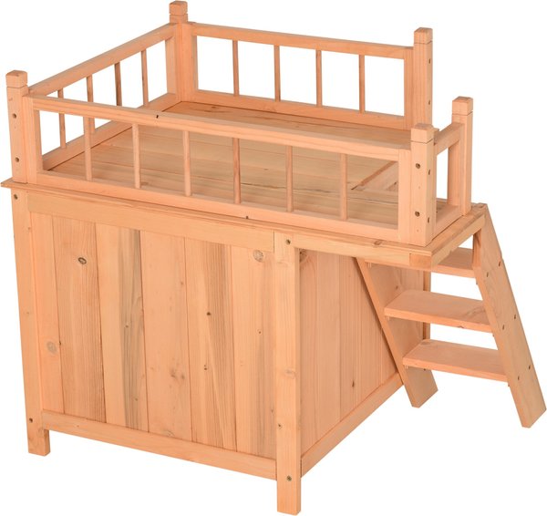 PawHut 2-Level Wooden Cat House, Natural