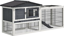 PawHut 2-Story Solid Wood Rabbit Hutch