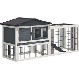PawHut 2-Story Solid Wood Rabbit Hutch