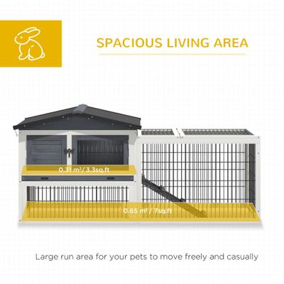 Show full view: PawHut 2-Story Solid Wood Rabbit Hutch slide 6 of 10