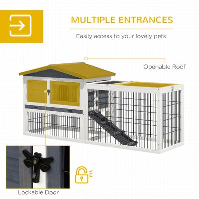 Show full view: PawHut 2-Story Solid Wood Rabbit Hutch slide 7 of 10