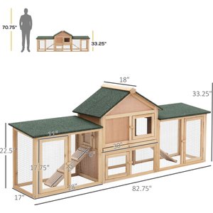 PawHut 2-Story Wooden Deluxe Rabbit Bunny House