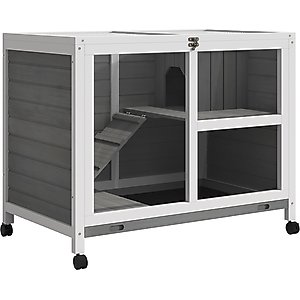 Pawhut 46" X 24" Wooden A-Frame Outdoor Rabbit Cage Small
