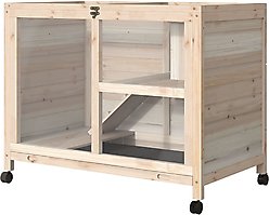 PawHut 2-Story Wooden Rabbit Hutch, Natural Wood slide 2 of 9