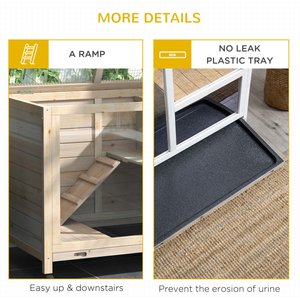 PawHut 2-Story Wooden Rabbit Hutch, Natural Wood