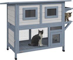 PawHut 2-Tier Outdoor Cat House, Light Gray