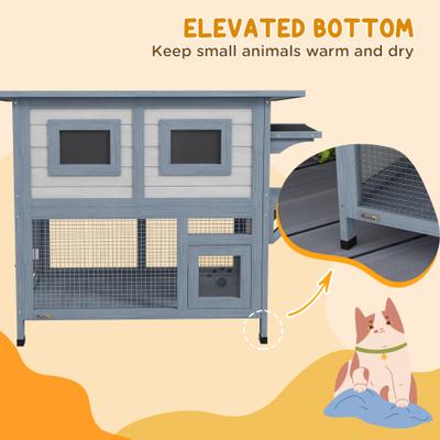 Show full view: PawHut 2-Tier Outdoor Cat House, Light Gray slide 8 of 9
