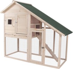 PawHut 2-Tier Wood Rabbit Hutch, 55-in