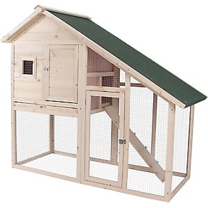 PawHut 2-Tier Wood Rabbit Hutch, 55-in