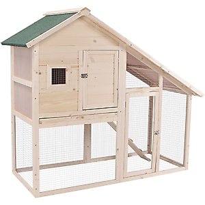 PawHut 2-Tier Wood Rabbit Hutch, 55-in