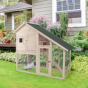 PawHut 2-Tier Wood Rabbit Hutch, 55-in