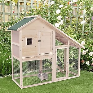 PawHut 2-Tier Wood Rabbit Hutch, 55-in