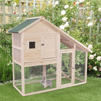 Show full view: PawHut 2-Tier Wood Rabbit Hutch, 55-in slide 4 of 10