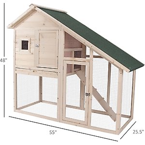 PawHut 2-Tier Wood Rabbit Hutch, 55-in