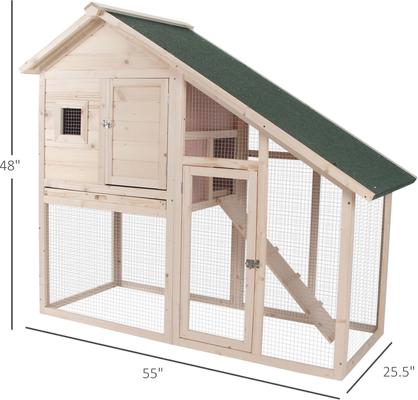 Show full view: PawHut 2-Tier Wood Rabbit Hutch, 55-in slide 5 of 10