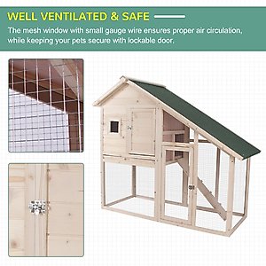 PawHut 2-Tier Wood Rabbit Hutch, 55-in