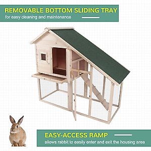 PawHut 2-Tier Wood Rabbit Hutch, 55-in