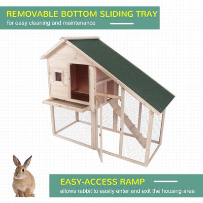 Show full view: PawHut 2-Tier Wood Rabbit Hutch, 55-in slide 7 of 10