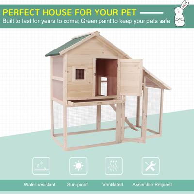 Show full view: PawHut 2-Tier Wood Rabbit Hutch, 55-in slide 8 of 10