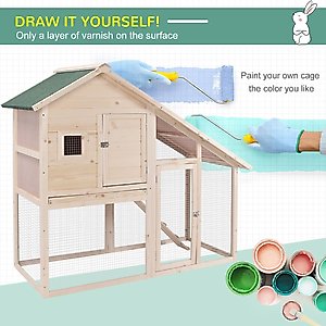 PawHut 2-Tier Wood Rabbit Hutch, 55-in