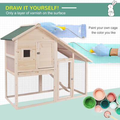 Show full view: PawHut 2-Tier Wood Rabbit Hutch, 55-in slide 9 of 10