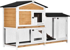 PawHut 2-Tier Wood Rabbit Hutch, 62-in