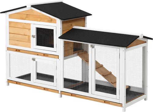 Show full view: PawHut 2-Tier Wood Rabbit Hutch, 62-in slide 2 of 9