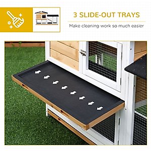 PawHut 2-Tier Wood Rabbit Hutch, 62-in
