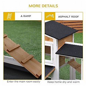 PawHut 2-Tier Wood Rabbit Hutch, 62-in