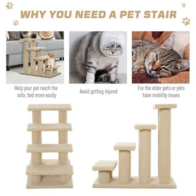 Show full view: PawHut 24-in Cat Tree with Stairway, Light Brown slide 5 of 9